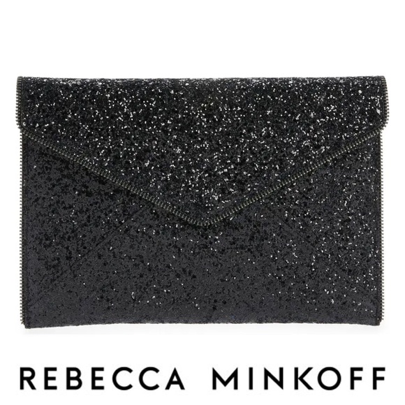 Rebecca Minkoff Handbags - Rebecca Minkoff Black Glitter Leo Clutch NWOT